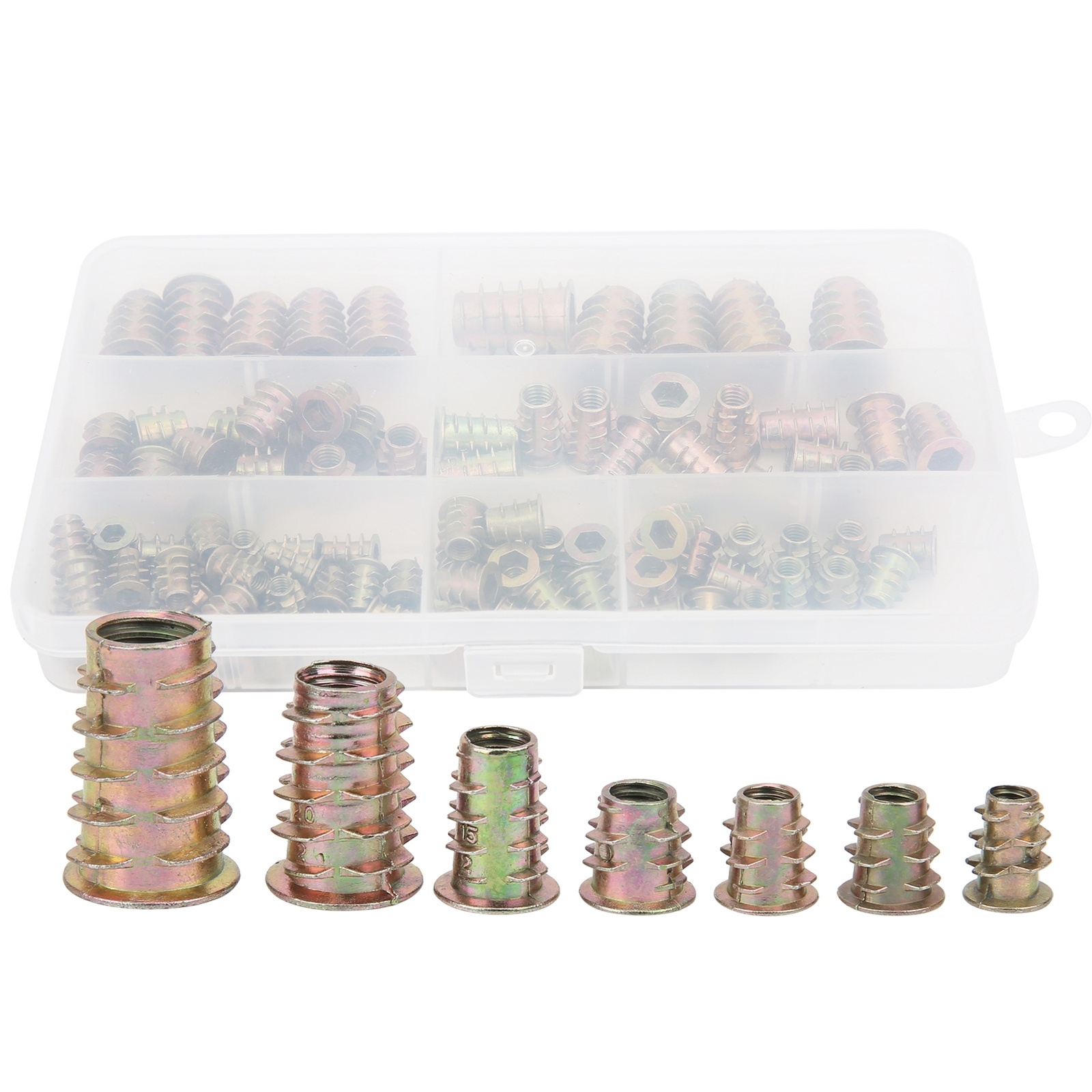 100Pcs Hex Socket Drive Insert Nuts Set Thread Screw Fasteners M4/M5/M6/M8/M10