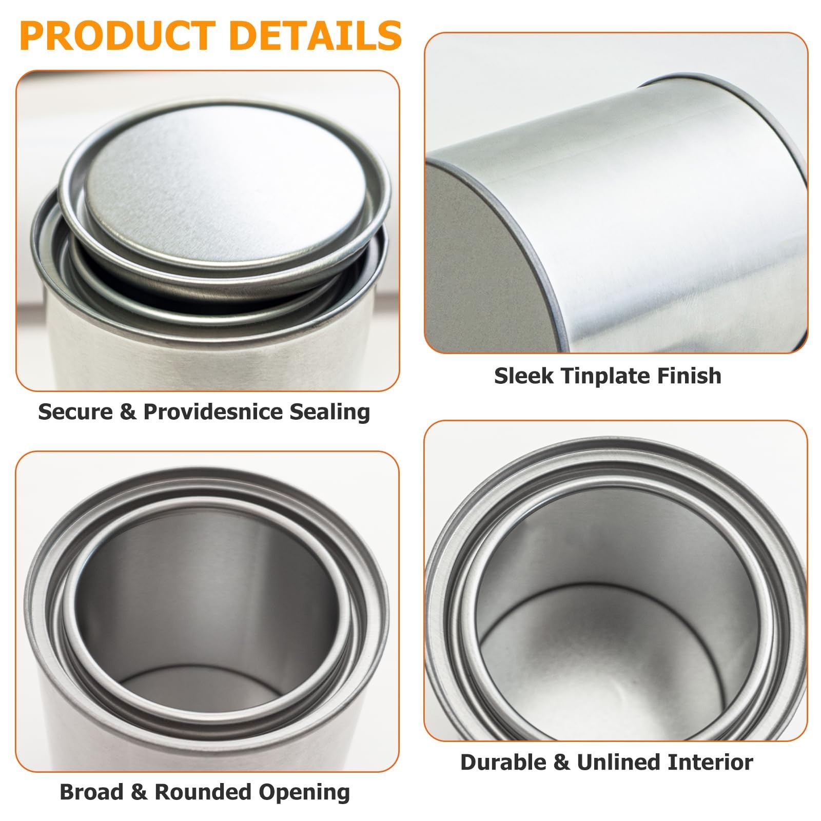 6 Pack Empty Paint Cans with Lids 1 Quart Tin Unlined Paint Buckets Bulk Pain...