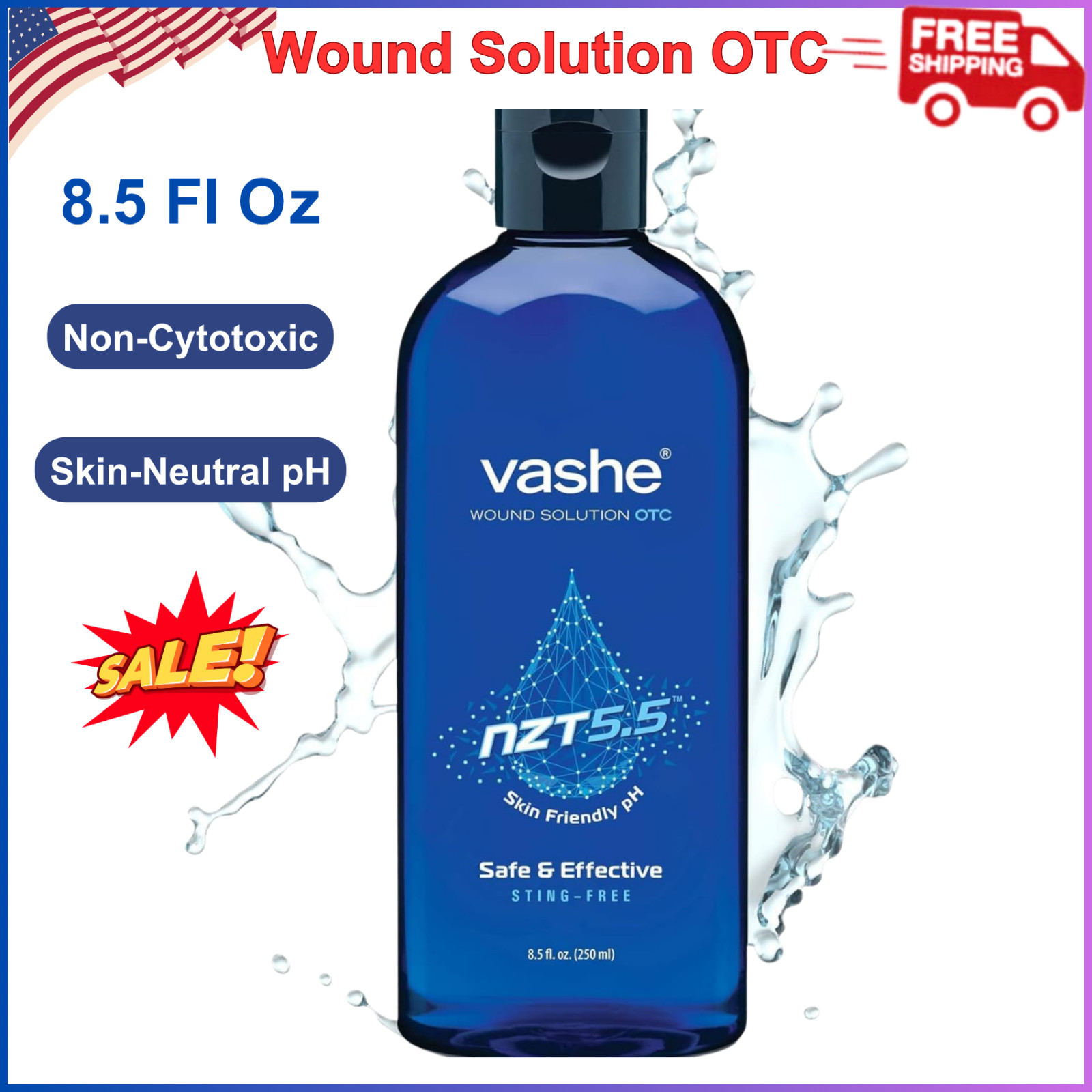 Wound Cleanser 8.5oz, Hypochlorous Acid, Non-Toxic, Skin-Friendly for Home Care