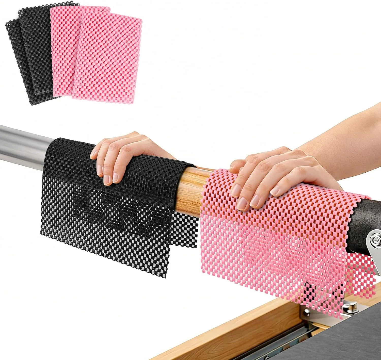 Pilates Grip Pads 4-Pack, Non-Slip Hand Grip Mat for Pilates Reformer