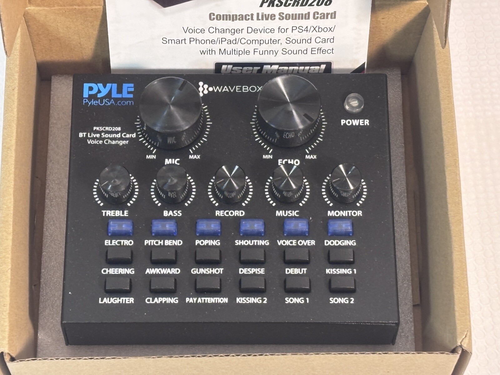 Pyle PKSCRD208 Bluetooth Mini Audio Interface Podcast Mixer Sound Card No Cables