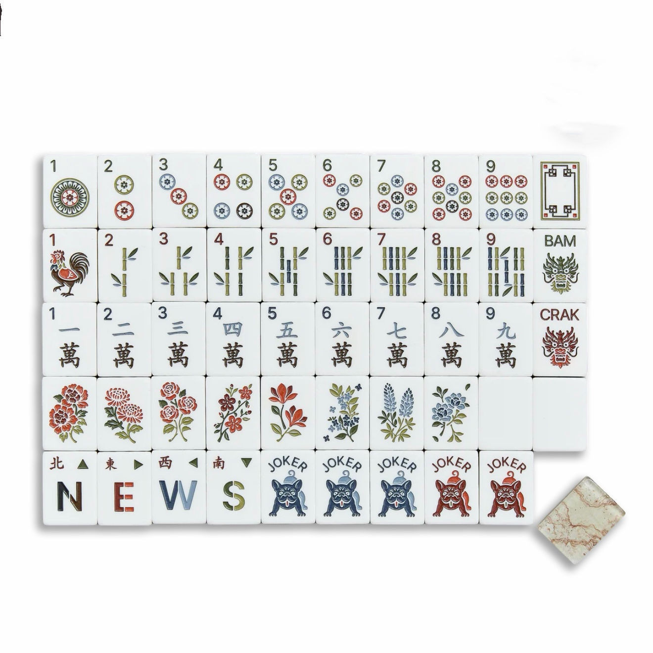 160 American Mahjong Tiles 4-Layer Acrylic Marble Pattern Engraved Set/
