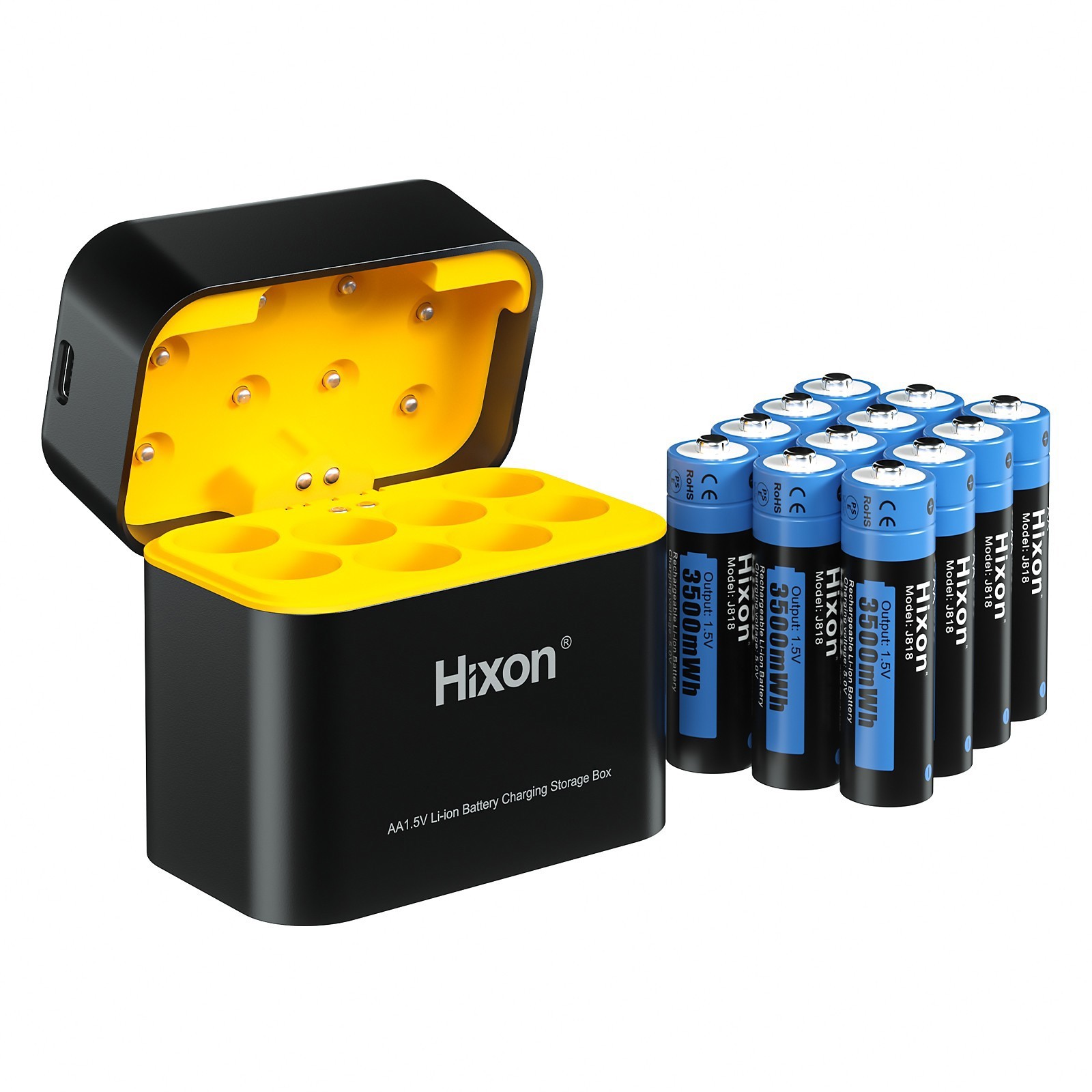 Hixon 1.5V Rechargeable Lithium AA Batteries , 3500mWh AA Charging Storage Box