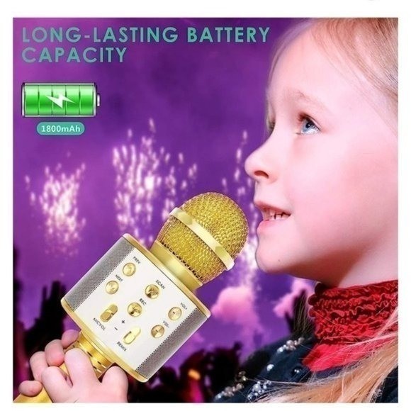 WIRELESS BLUETOOTH KARAOKE MIC & HI-FI SPEAKER-GOLD.