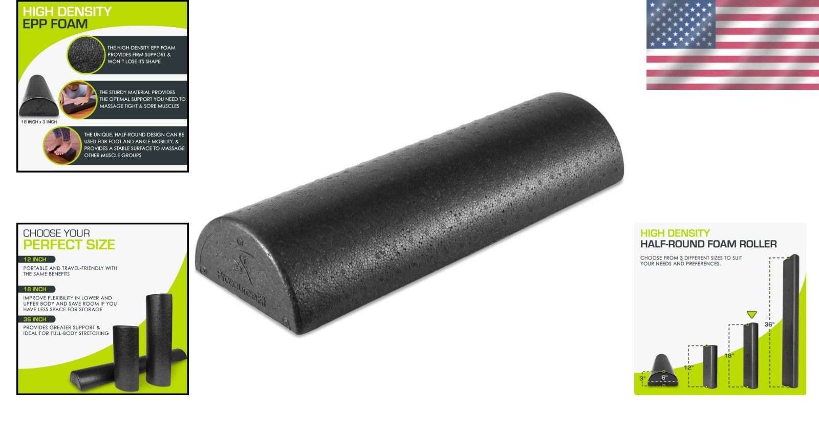 18" Half-Round Foam Roller - Versatile Recovery Tool for All Workouts