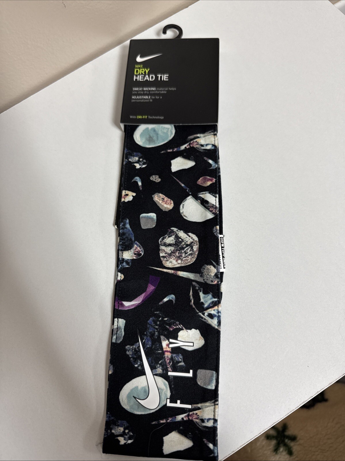 Nike FLY Graphite Dri Fit Headtie Wrap Swoosh Black Headwrap
