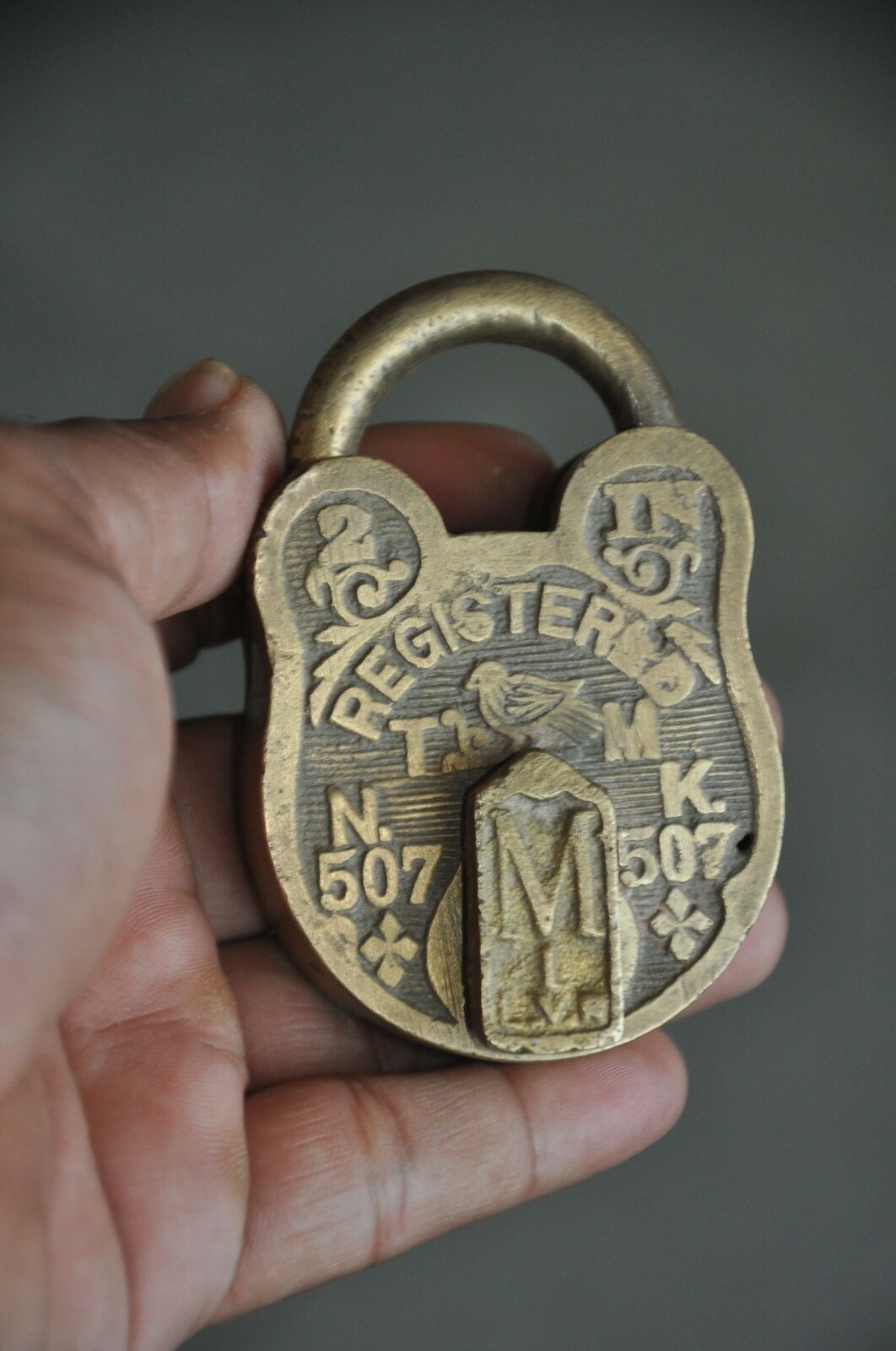 2 Pc Vintage Brass Bird & Lines Engraved Handcrafted Solid Padlocks