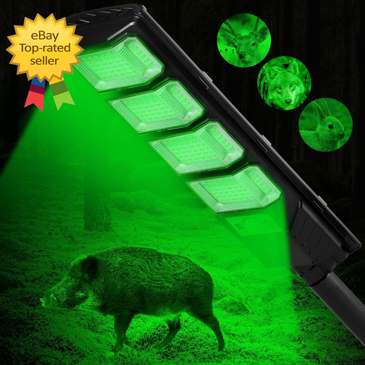 Hog Lights for Night Hunting 12000LM Solar Green Hunting Light with Remote  Moti