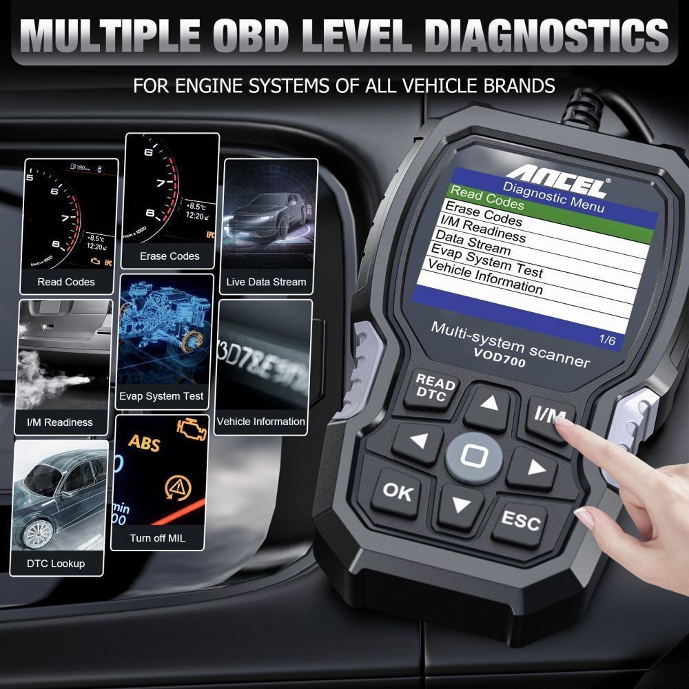 ANCEL VOD700 All System OBD2 Scanner Fits for Volvo Car Code Reader Diagnostic