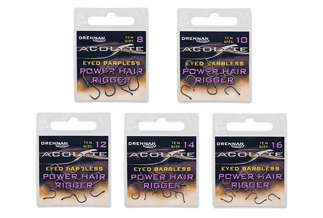 Drennan Acolyte Power Hair Rigger Hooks - Eyed Barbless - All Sizes