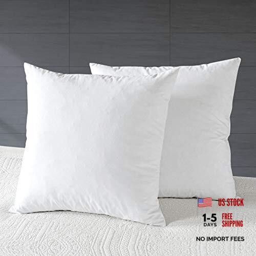 Organic 16x16 Feather Down Throw Pillow 16"x16" (Pack of 2) Ivory White