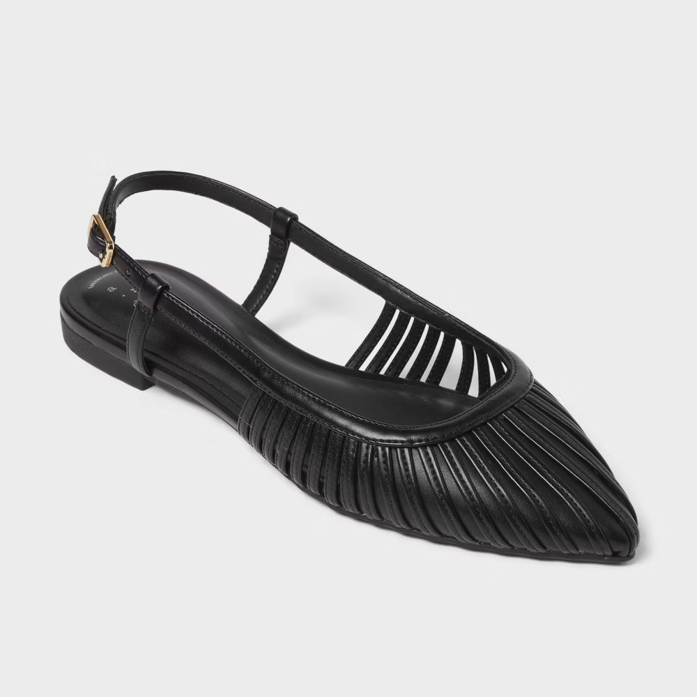 Women’s Marisol Flats with Memory Foam Insole - A New Day Black