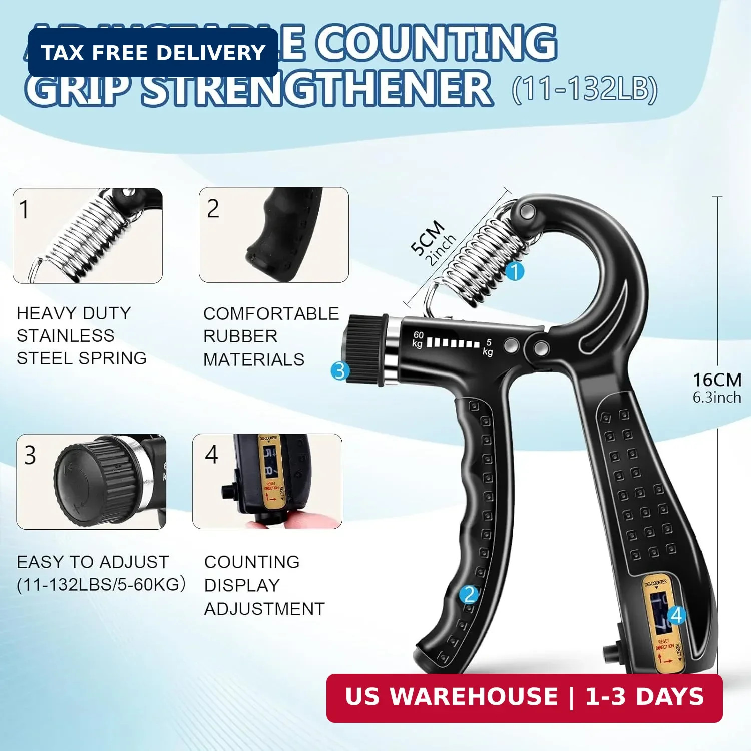 5 PCS Grip Strength Trainer Kit, Hand Gripper Strengthener, Forearm Strengthener