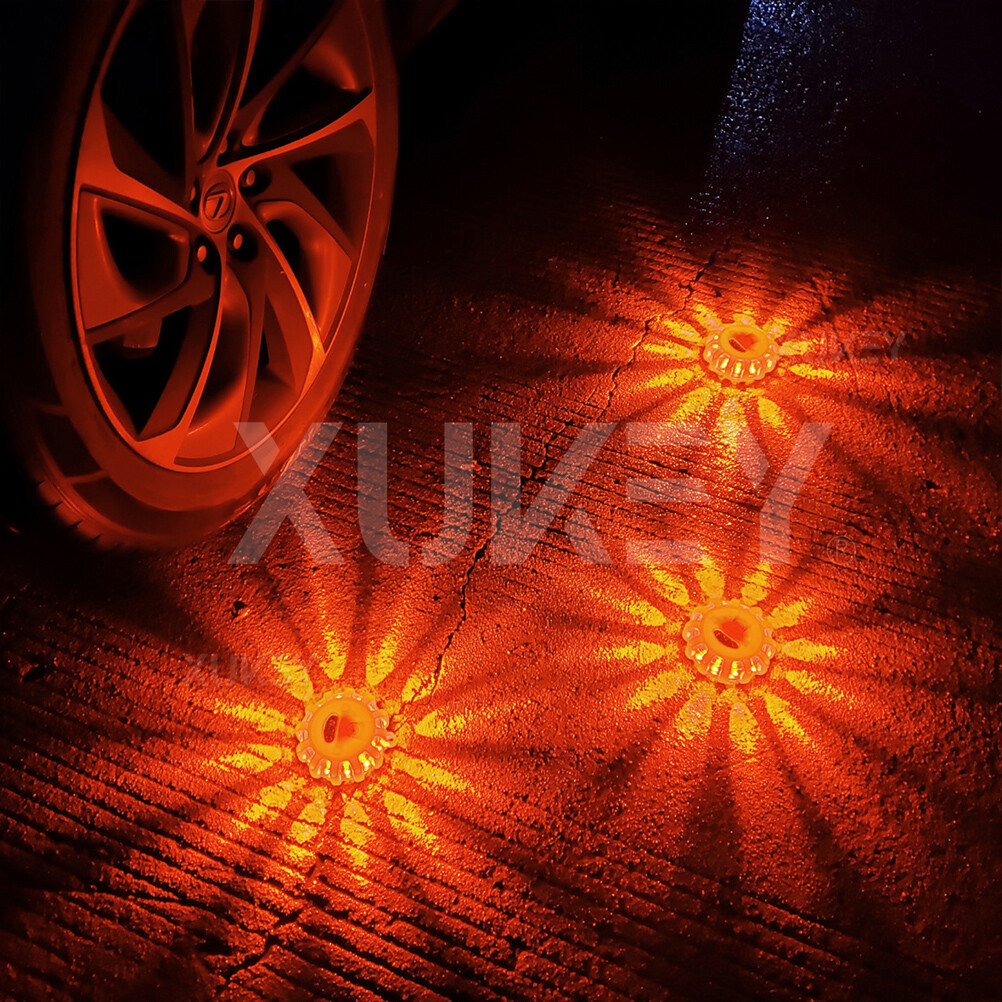 Amber LED Strobe Beacon Light Rooftop Car Emergency Warning Roadside Flare 3PCS~