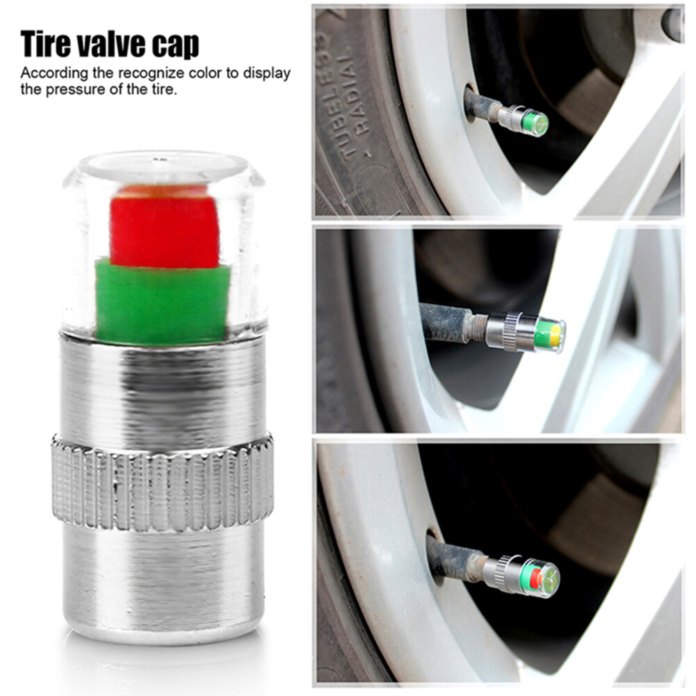 4Pcs Auto Tire Monitor Valve Stems Dust Cap Pressure Indicator Sensor Eye Alert