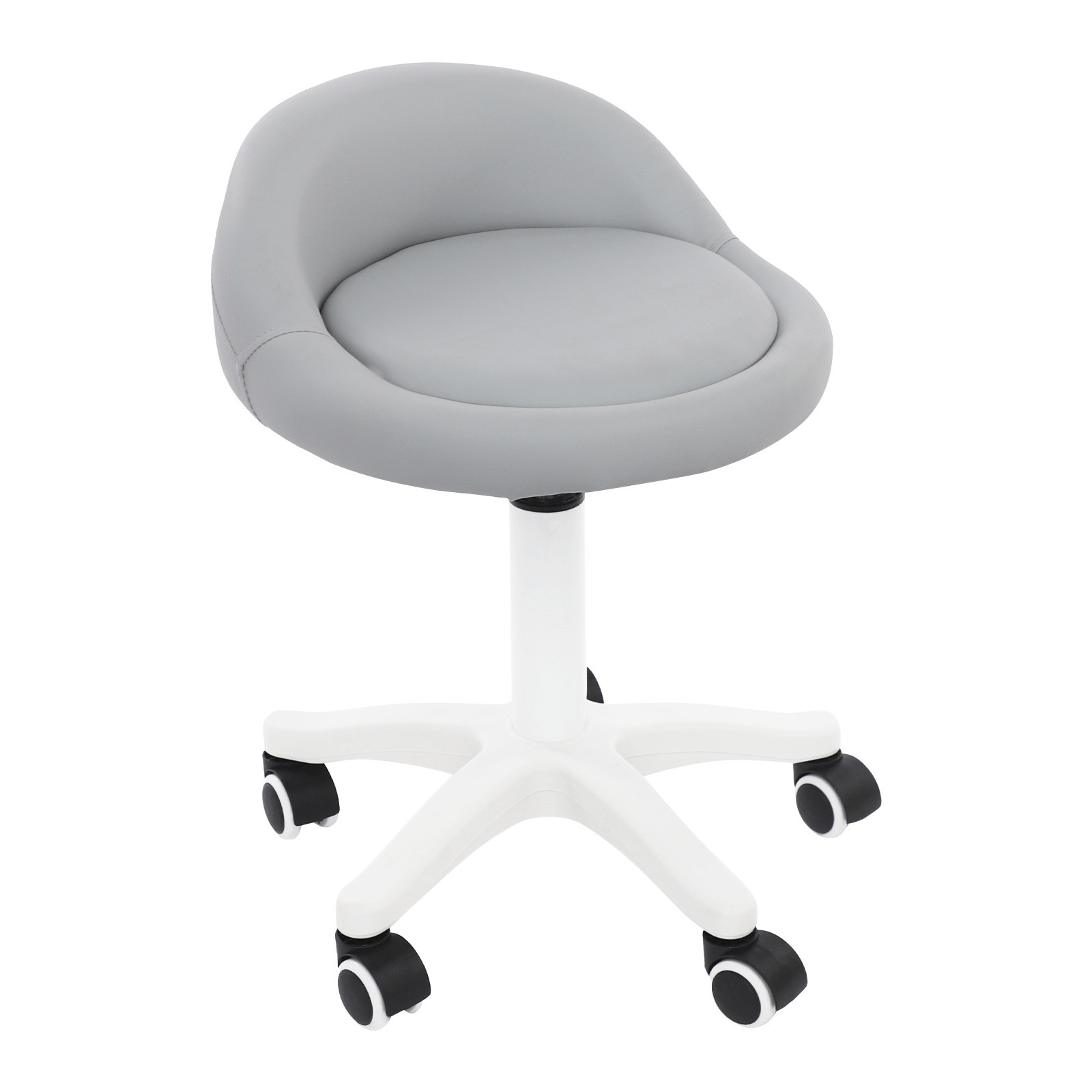 Adjustable Beauty Salon Chair Rolling Stool Rolling Stool with Low Backrest gray