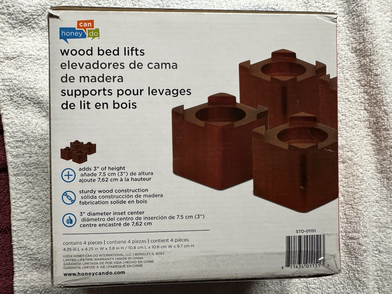 Honey Can Do Wood Bed Lift Cherry 3” Replacement Riser Sphere Ball Holder B