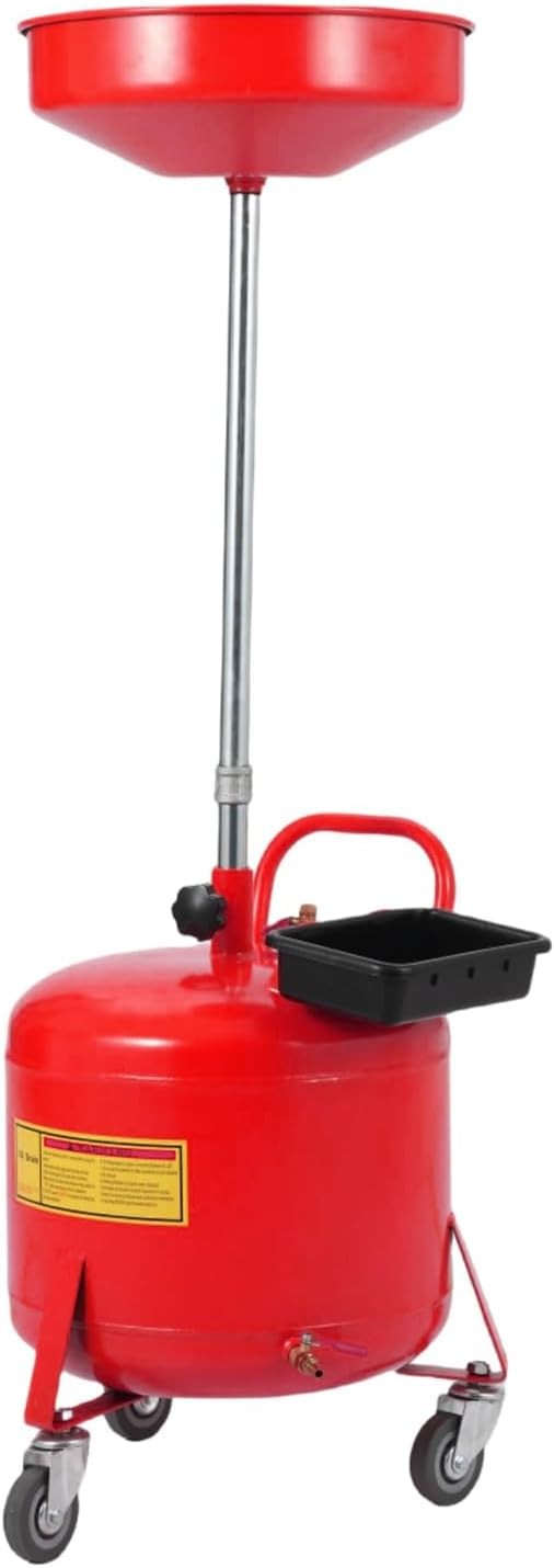 Portable Waste Oil Drain Tank 8 Gallon with Wheel, Adjustable Funnel Height
