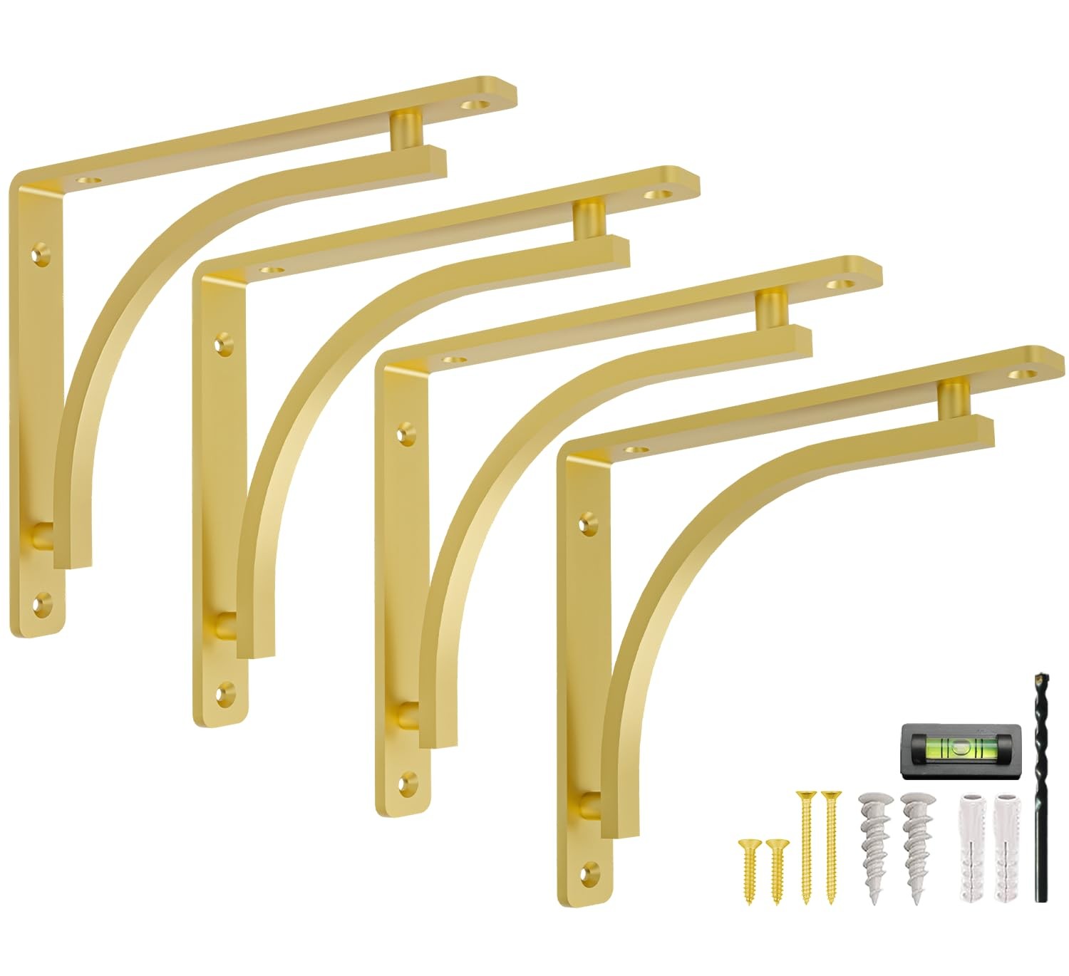 Balin Designs 10" Brass Shelf Brackets Set 4