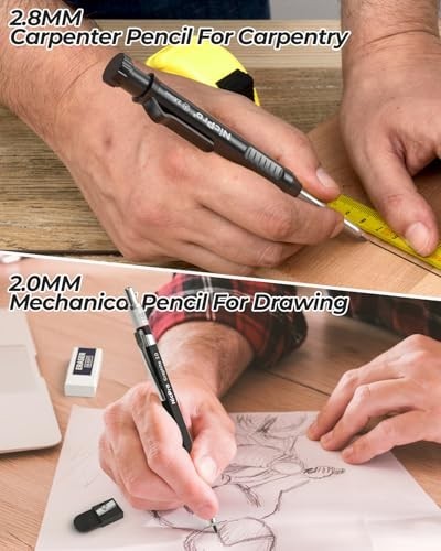 27 Pack Carpenter Pencils for Woodworking, Construction Tools, 100 Refills & Scr