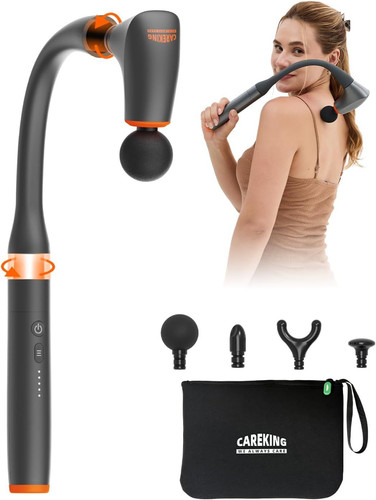 Convertible Massage Gun Deep Tissue for Back Neck Muscle Pain Relief - Gray