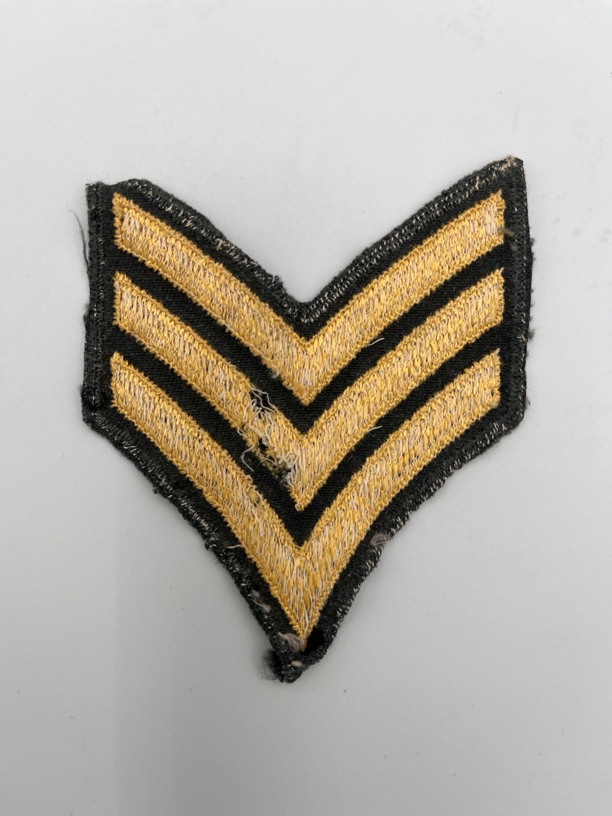 Vintage Issued US Army Sergeant Rank Chevron Patch Gold on OD