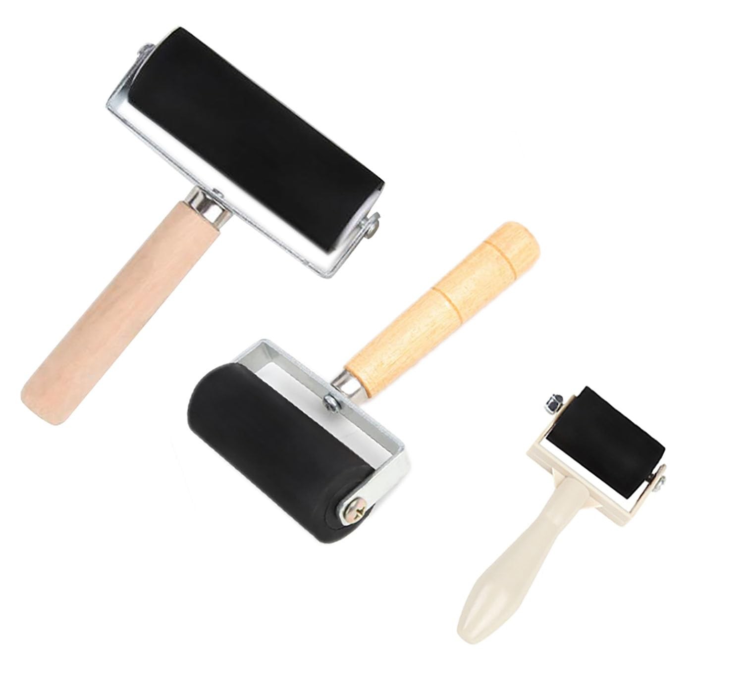 3 Pack Rubber Roller Brayer Rollers, Art Craft Roller Print,Ink,Stamping Tools