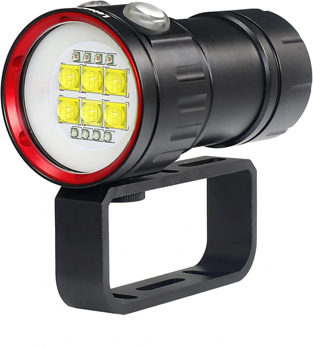 LetonPower Diving Flashlight 22800Lumens Super Bright Light White,red