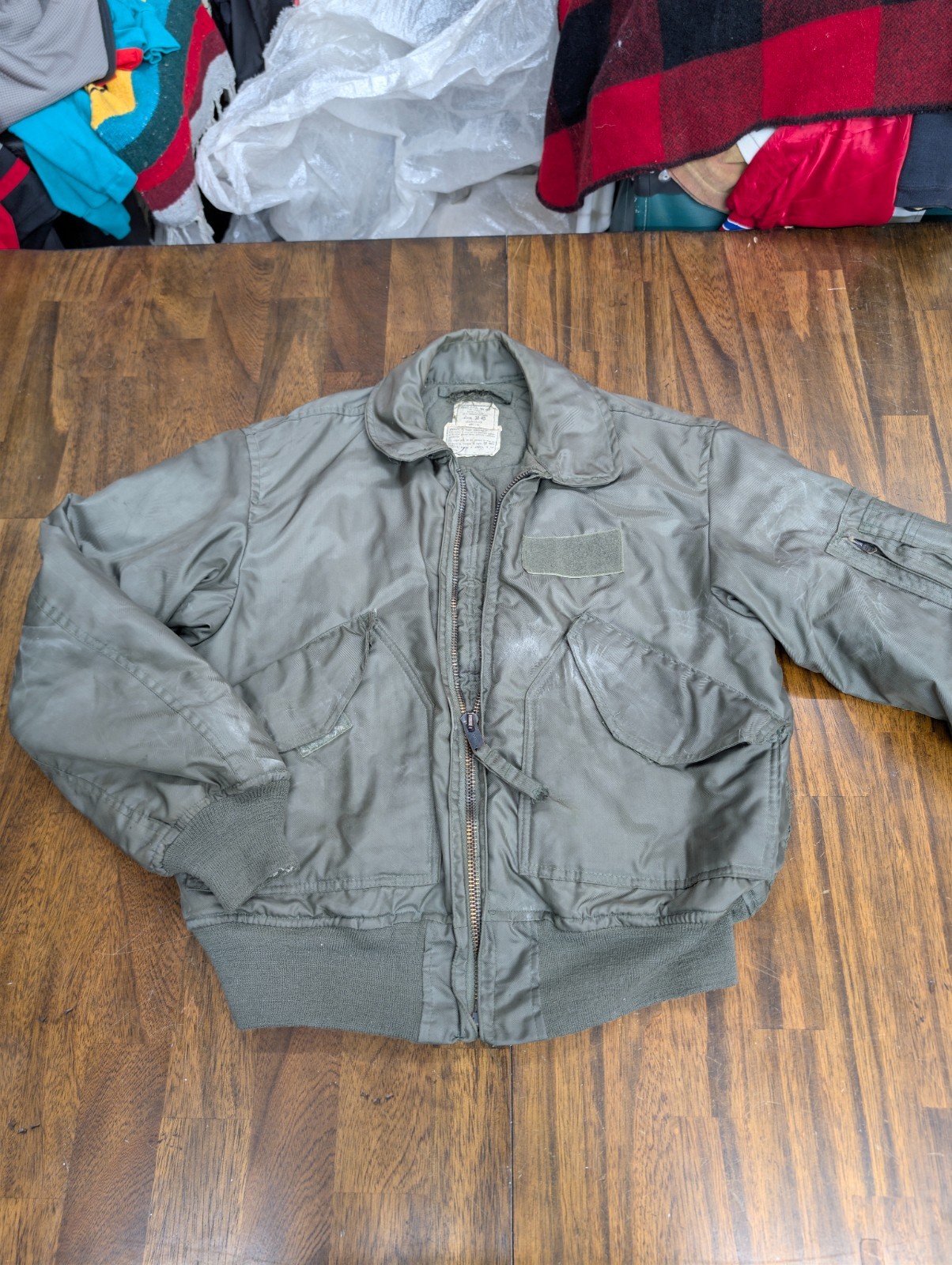 Vintage 1983 Avirex CWU 45/P Flight Jacket Medium 38-40 USAF Nomex Bomber Green