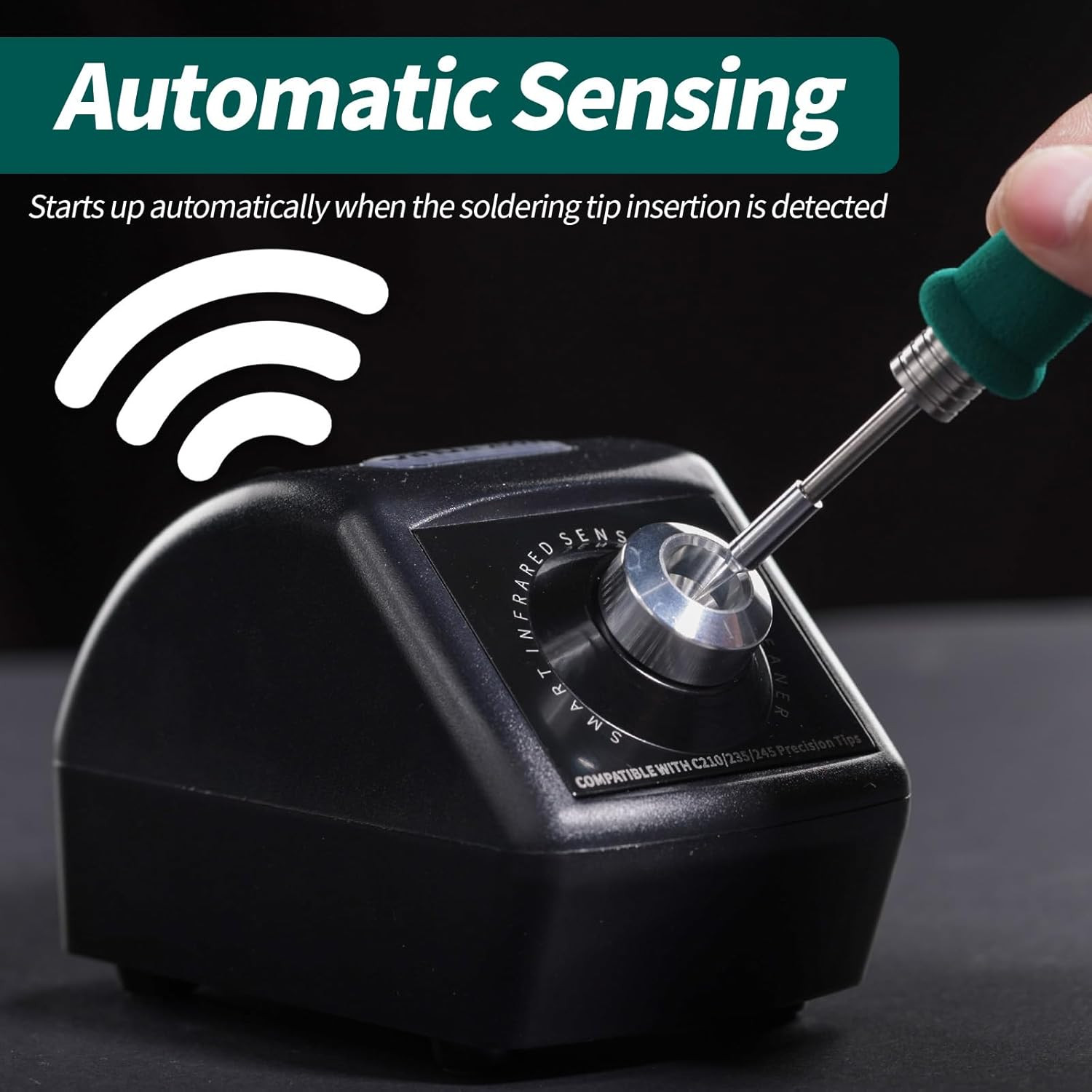 200W Motorized Soldering Tip Cleaner with Infra-Red Sensor, 6 Brass Wool Brushes
