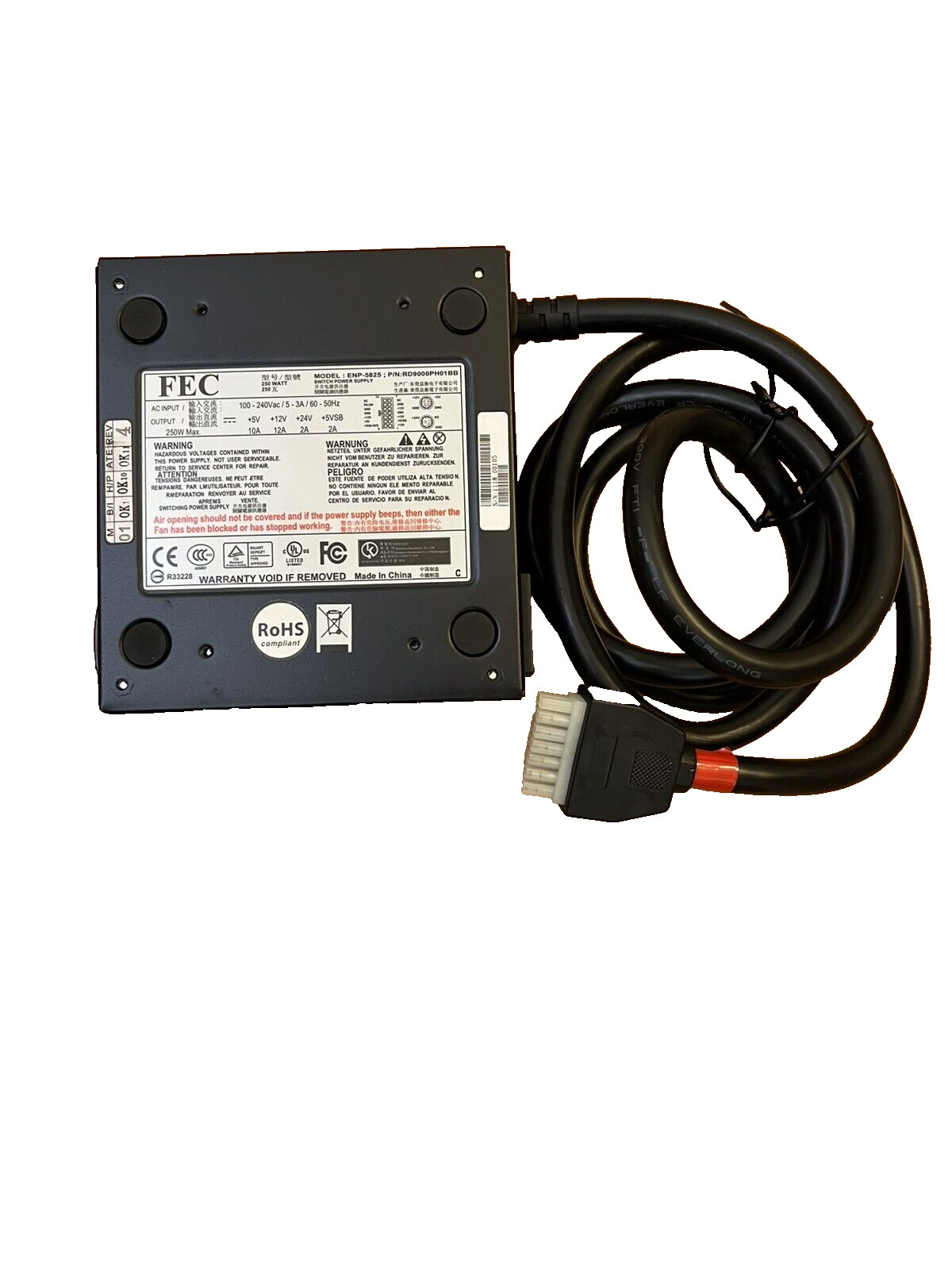 FEC Power  Supply Model ENP-5825 P/N: RD9000PH01BB +5V +12V +24V +5VSB **NEW***