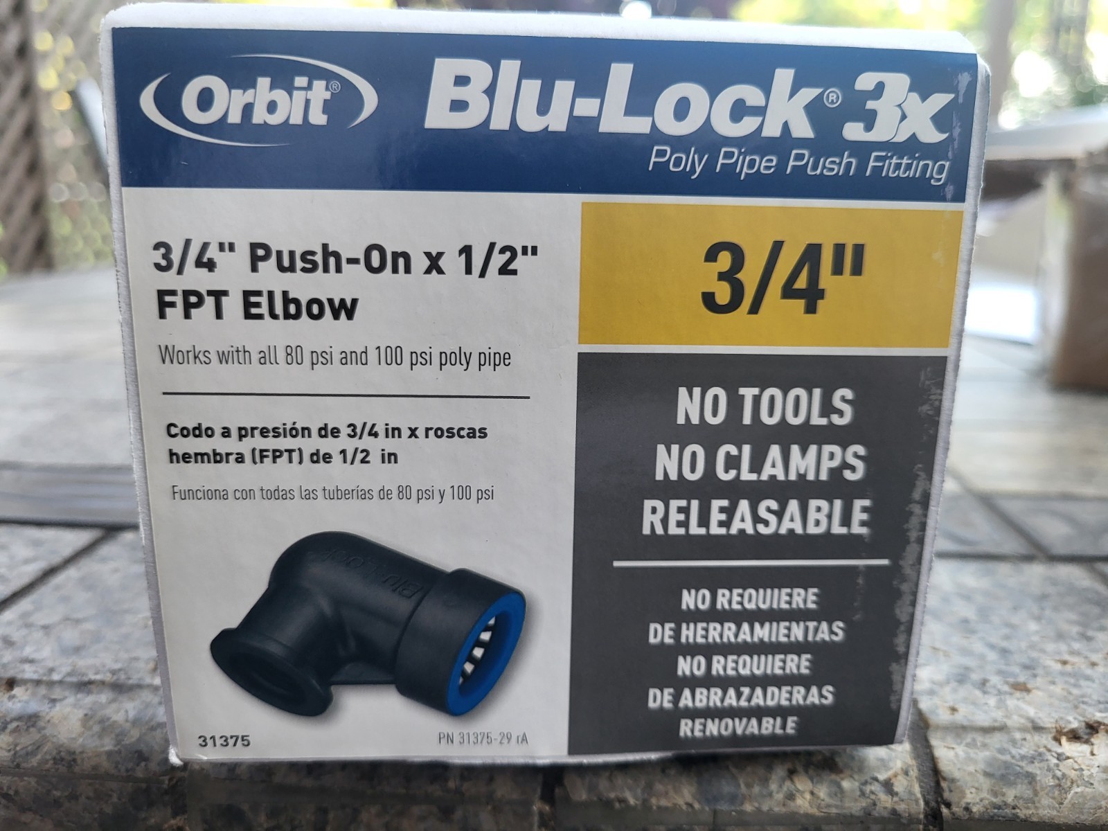 Orbit Blu-Lock Push FPT Elbow Connector 3/4" x 1/2" 31375