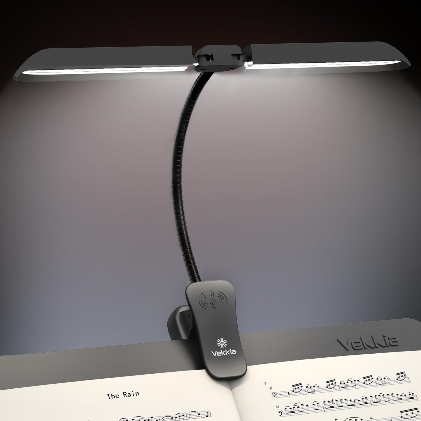 Vekkia 96 Led Rechargeable Music Stand Light - 5 x 2 x 19 inches, Jet Black