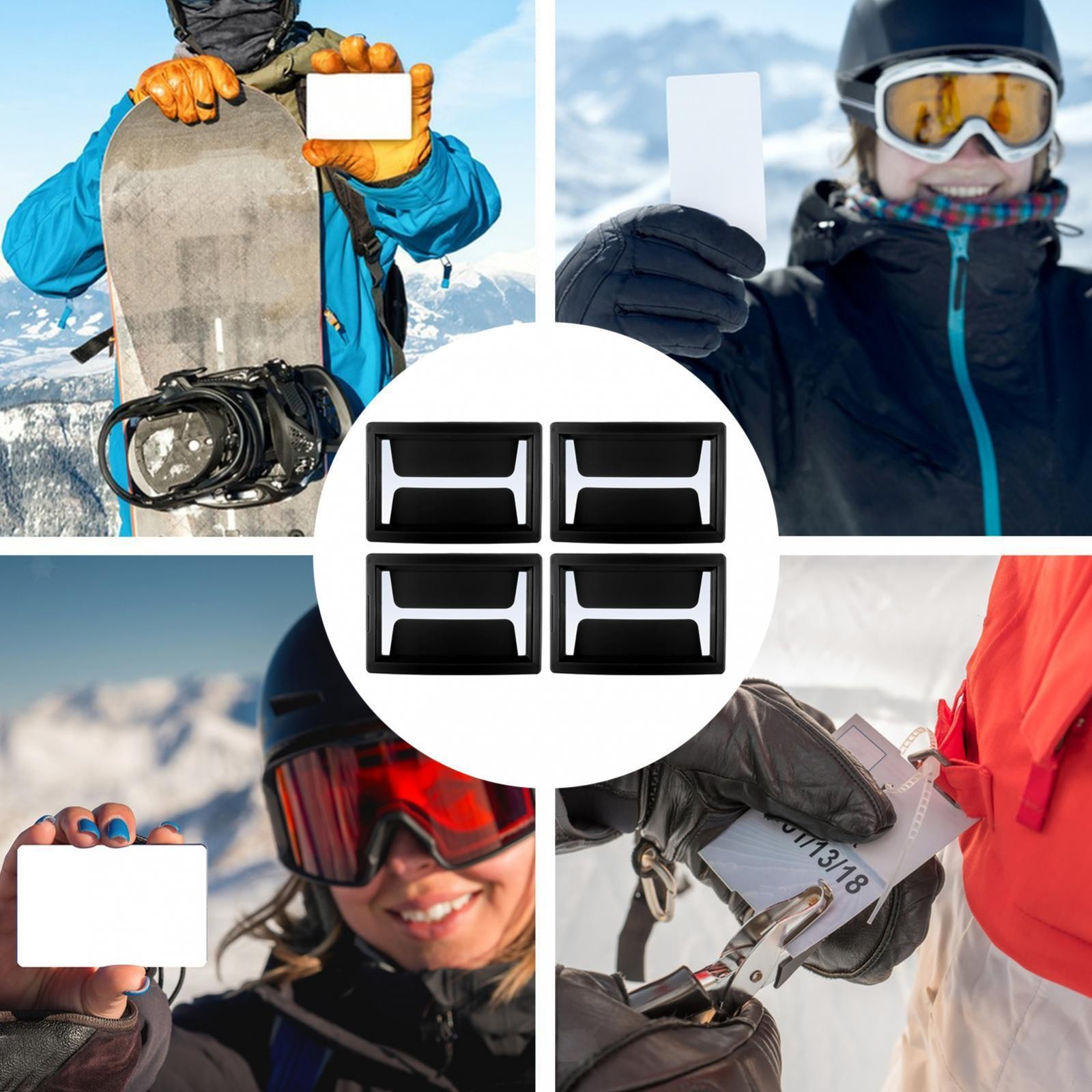 4Pcs Ski Goggle Pass Holders Skiing Pass Clips ID Badge Holders