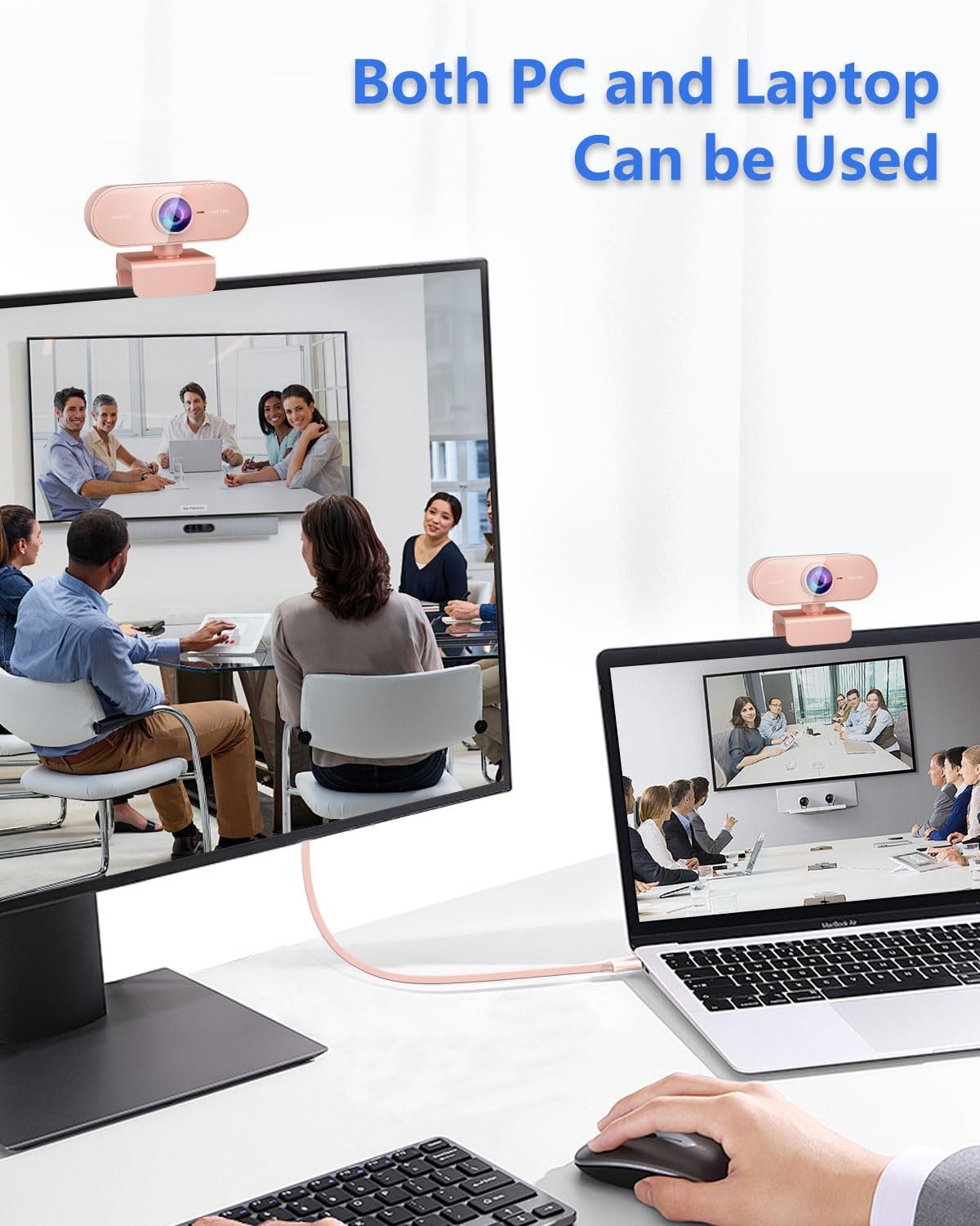 Webcam for PC&1080P HD Web Cam,Webcam with Microphone,Stand Pink