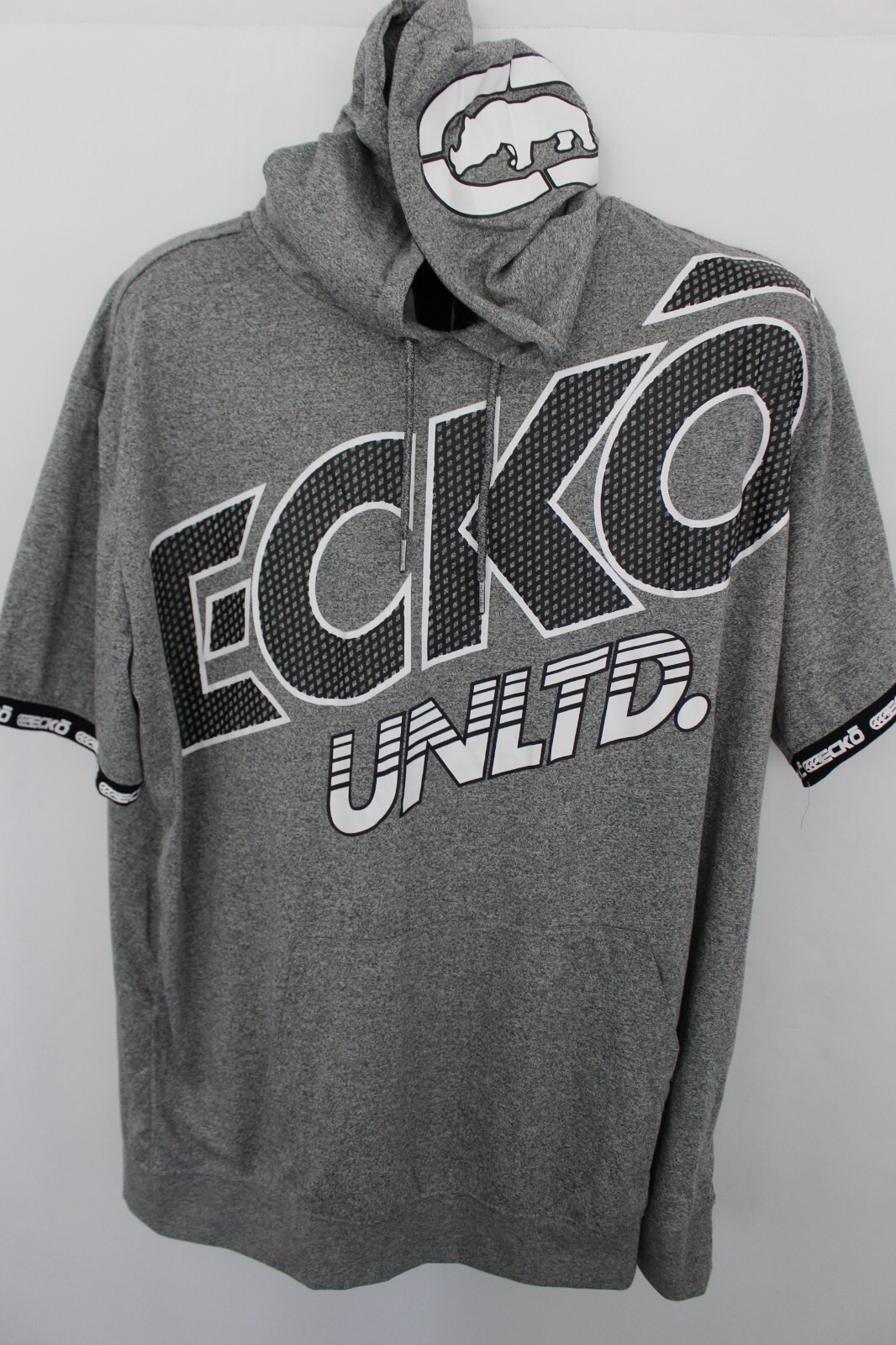 ECKO UNLTD GREY S/S HOODED PULLOVER TOP SZ:4XL 4X VERY RARE NWT