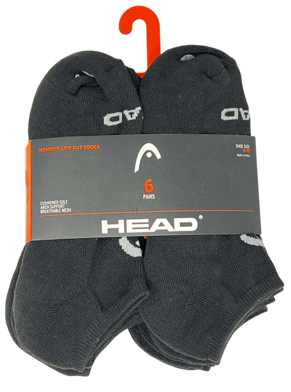 HEAD WOMEN'S LOW CUT 6 PAIRS SOCKS SIZE 6-10