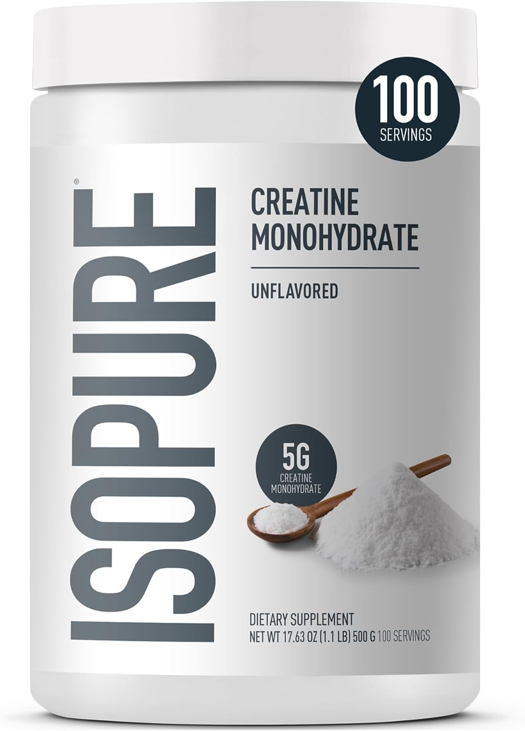 100% Pure Creatine Monohydrate Powder, Sugar Free, Unflavored, 5G Creatine Mo...