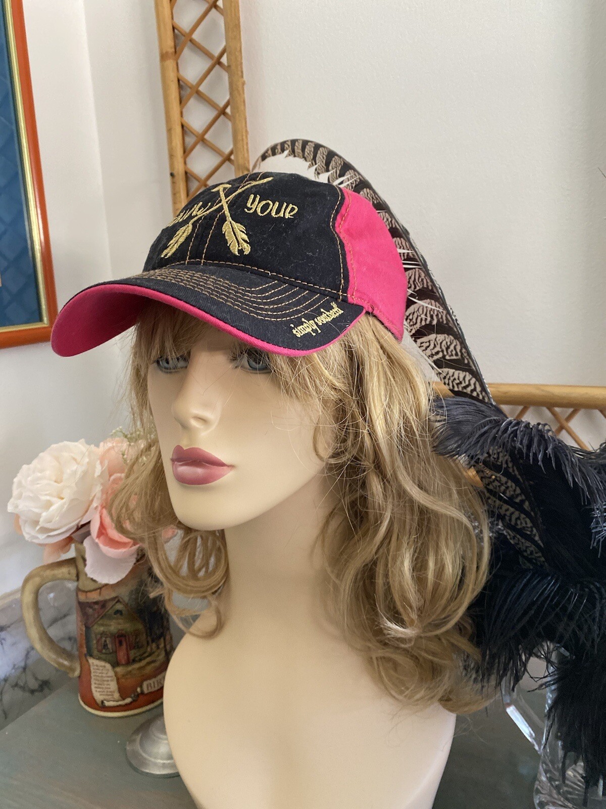 Simply Southern Follow Your Pink Cotton Women's Adjustable Cap Hat Outdoors EUC