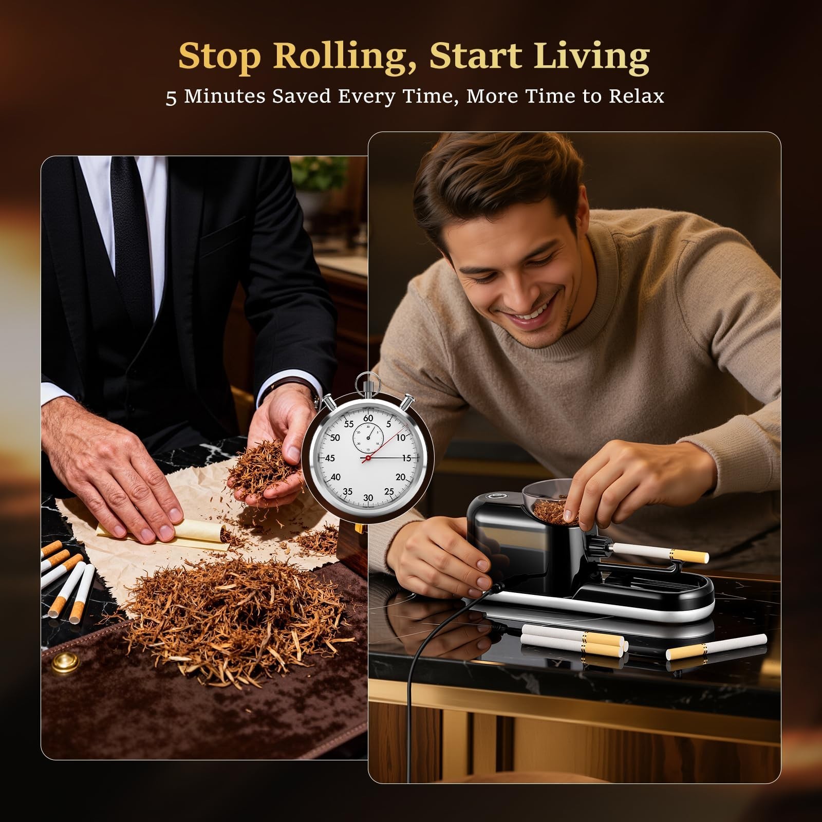 Automatic Electric Cigarette Rolling Machine - One-Touch Maker with Complete Kit