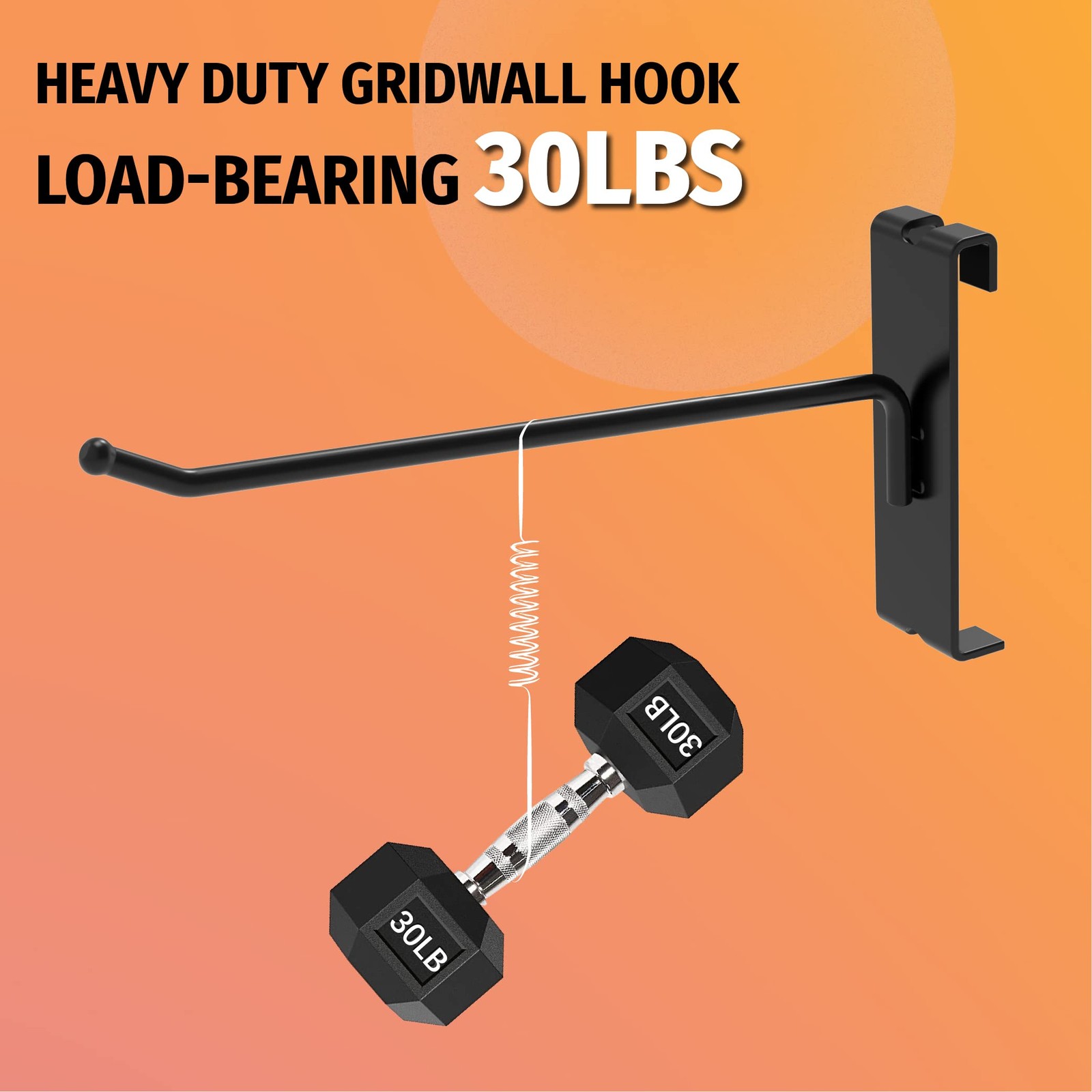 32 Pack 6 Inch Black Gridwall Hooks for 3 × 3 Wire Grid Panel
