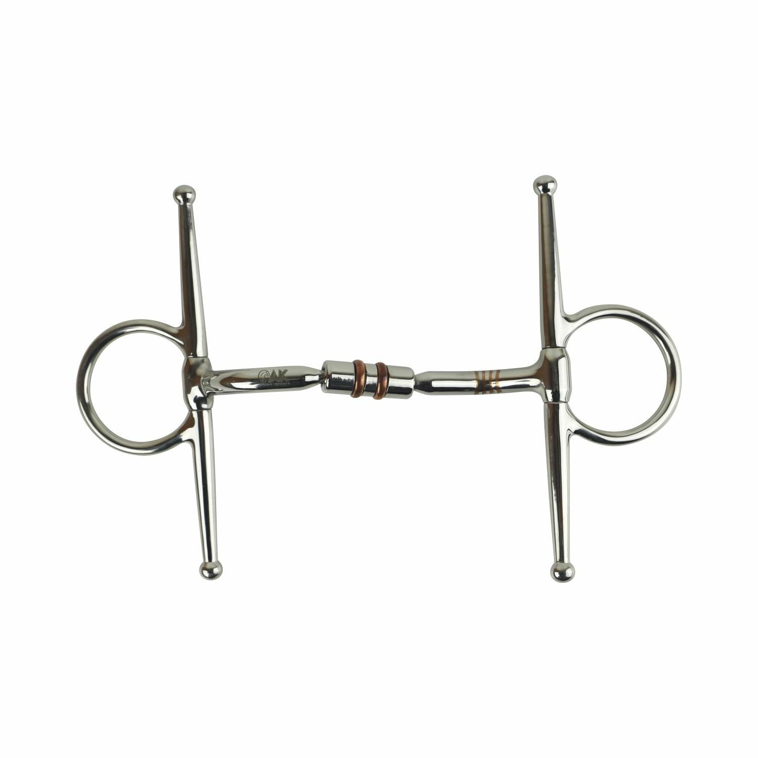 AK Full Cheek Horse Riding Bit Rotary Double Cooper Roller Snaffle Bit