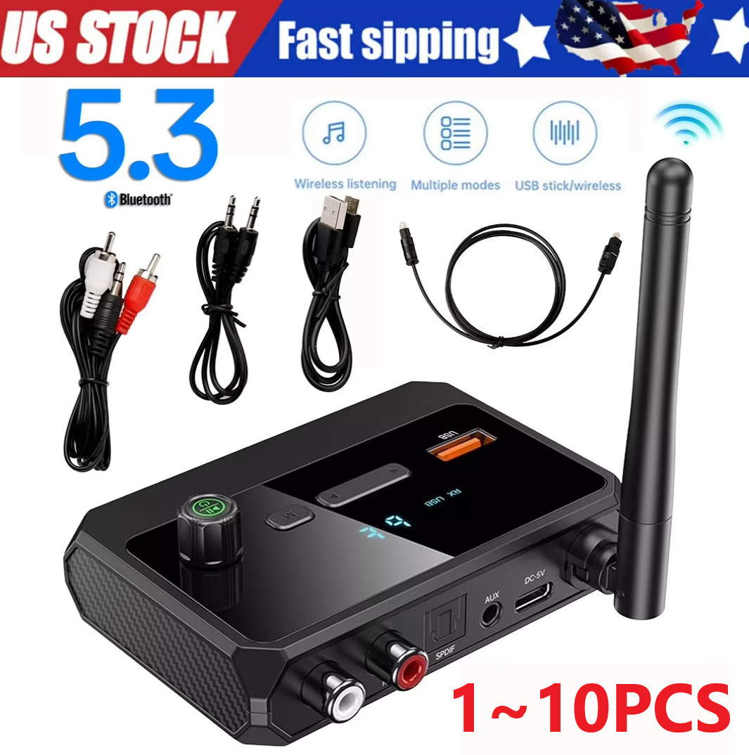 Bluetooth 5.3 Home Stereo Audio Receiver AUX Optical HD Music to RCA Adapter LOT