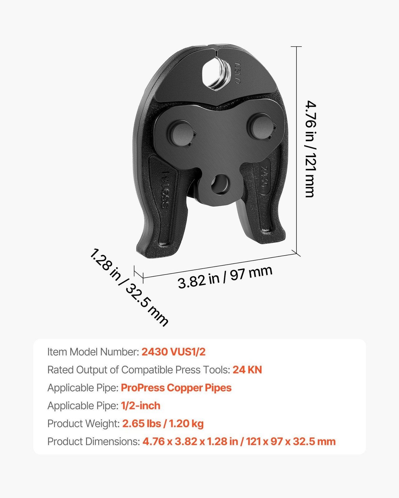 1/2" ProPress Jaw for Copper Pipes, Compact