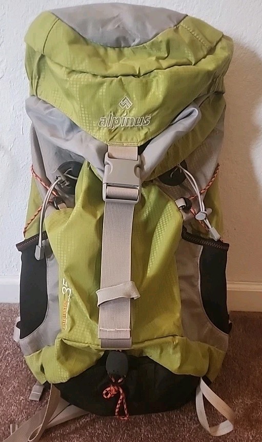 Alpinus Plume 35 Outdoor Hiking Backpack Green Gray And Black H 22" W 16"