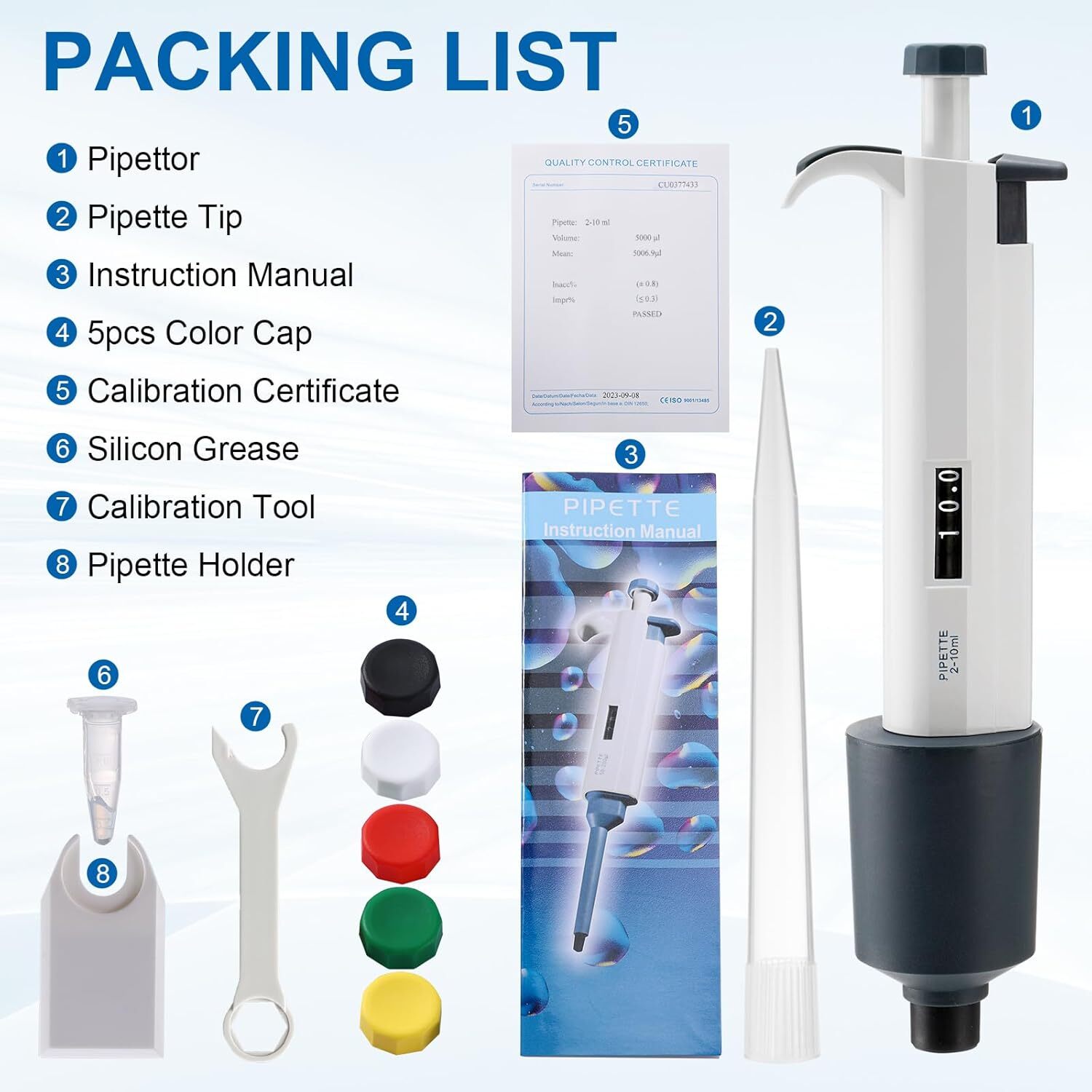 Single Channel Pipettor Adjustable Volume Pipette Micro Pipettes High-Accurate