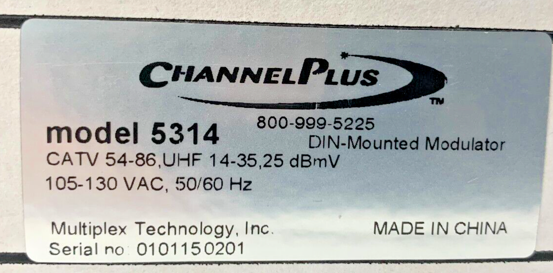Multiplex Technology Channel plus 5314 DIN Rail Camera Modulator UHF Cable CATV