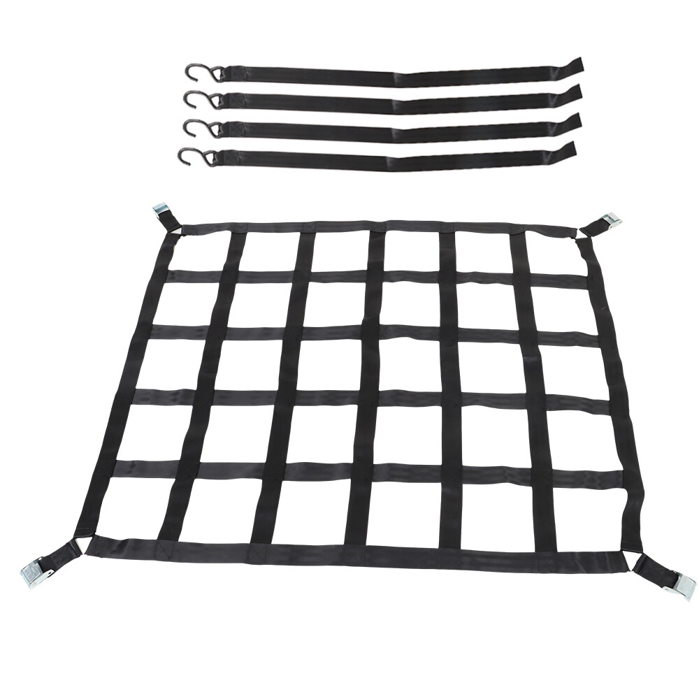 50"x42" 1100LBS Heavy Duty polyester Cargo Net Webbing w/ Cam Buckles For Truck