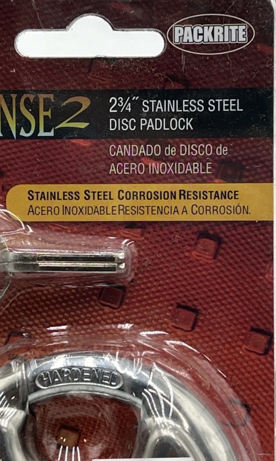 PackRite 2-3/4" Stainless Steel Disc Padlock + Two Keys / Corrosion Resistance