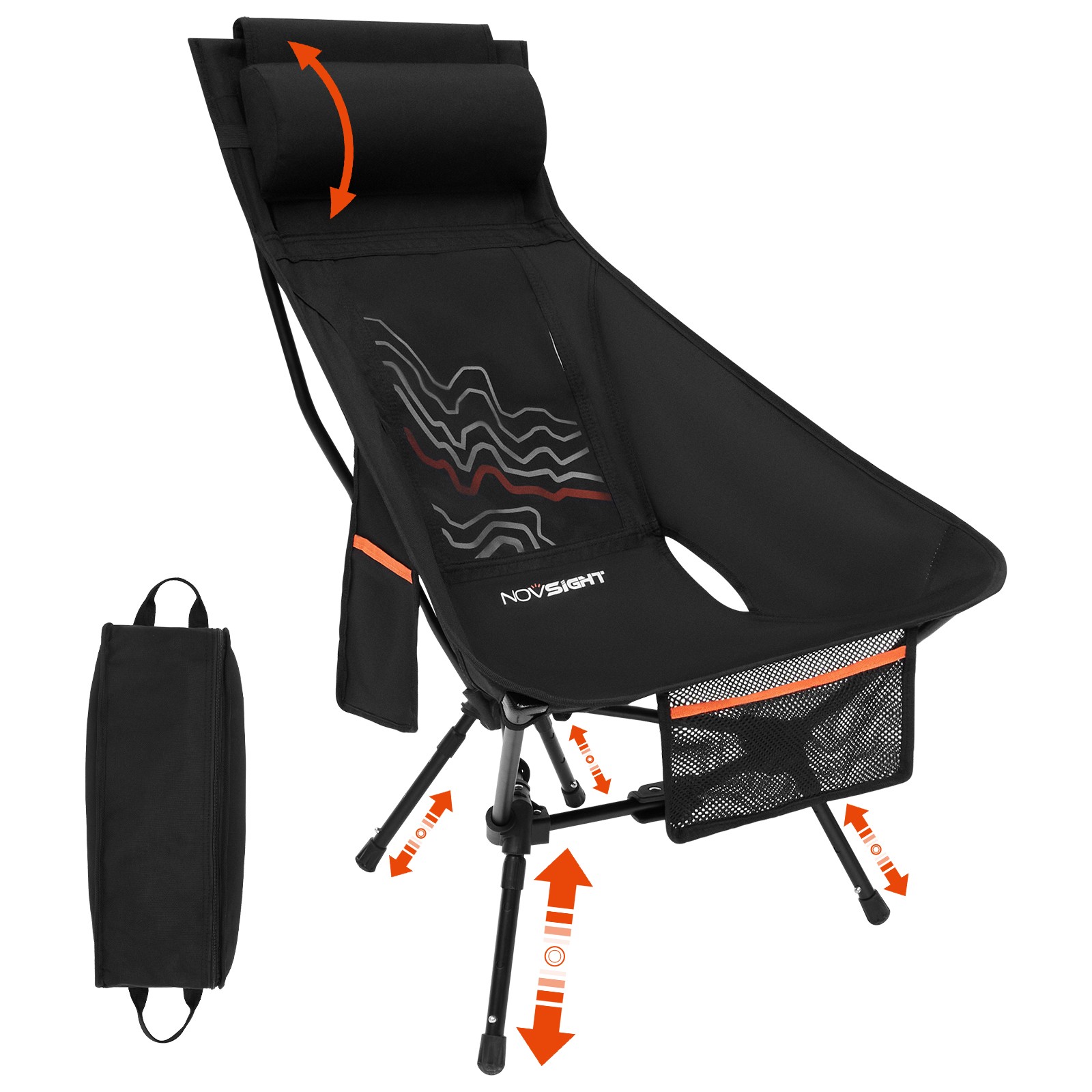 NOVSIGHT Folding Beach Camping Chair Backpacking Portable Outdoor Comfortable US